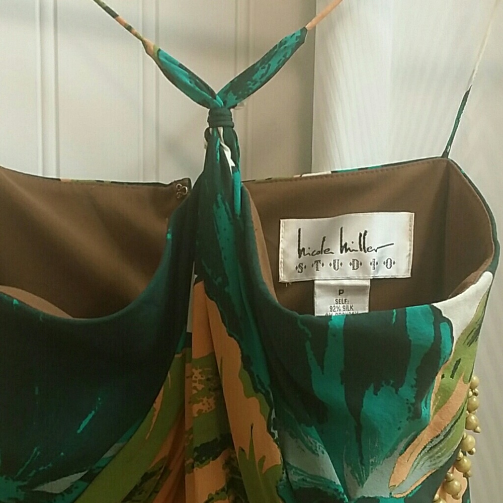 Nicole Miller Silk Cami Size P Wood Beads - Picture 7 of 8